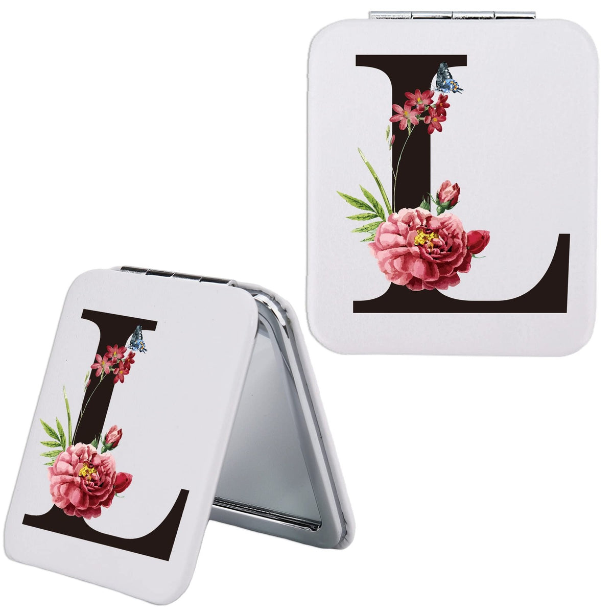 Compact Makeup Mirror Double-Sided with PU Leather Cover - Portable Handheld Reflection