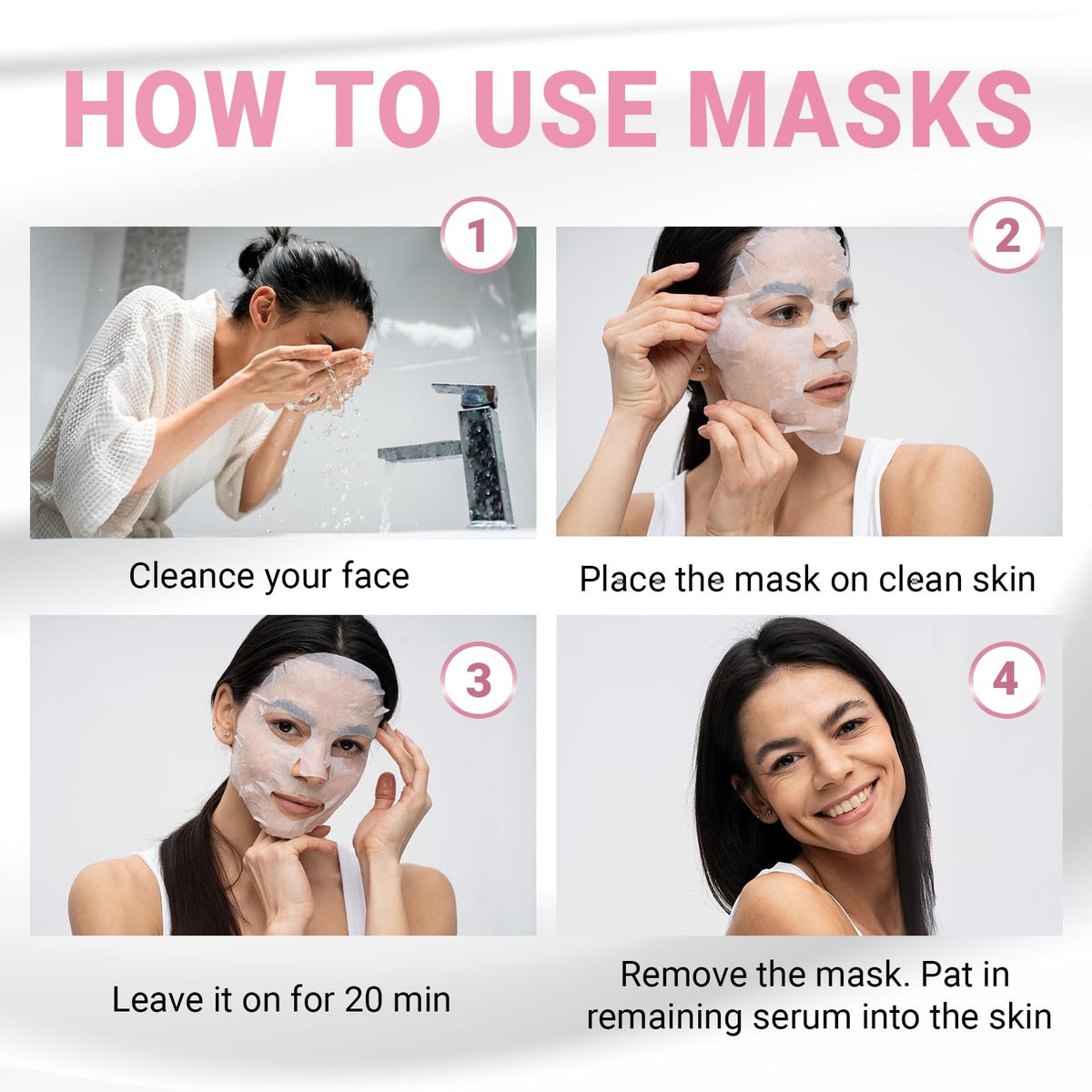 Collagen Face Mask Sheet Set, 8 Pack