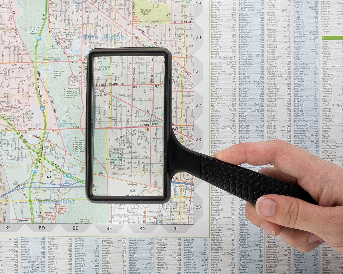 Jumbo Rectangular Handheld Magnifying Glass with Scratch-Resistant Glass - 3X Magnification