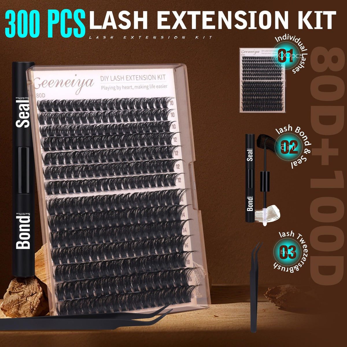 Volume Lash Clusters Kit DIY 300 Pieces Eyelash Extensions for Eyelash Extensions