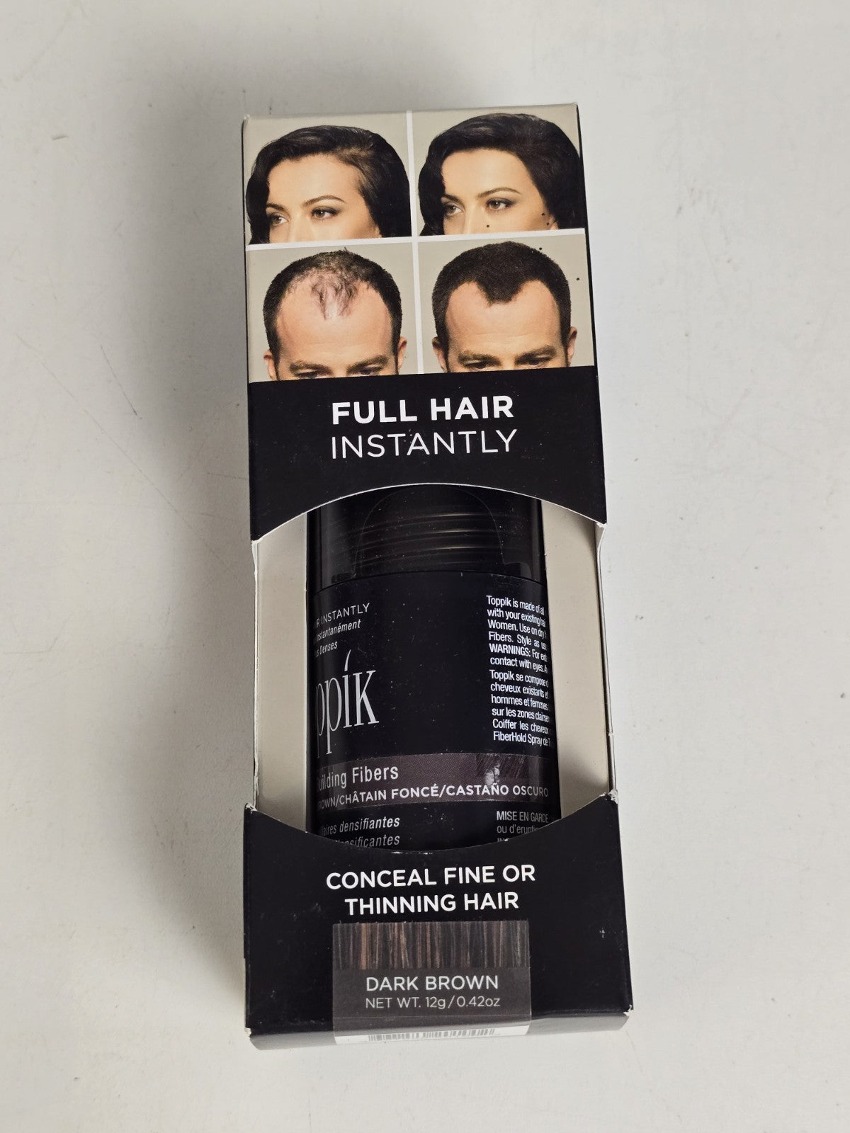 (2) Toppik Hair Building Fibers New In Packaging 0.42 oz DARK BROWN
