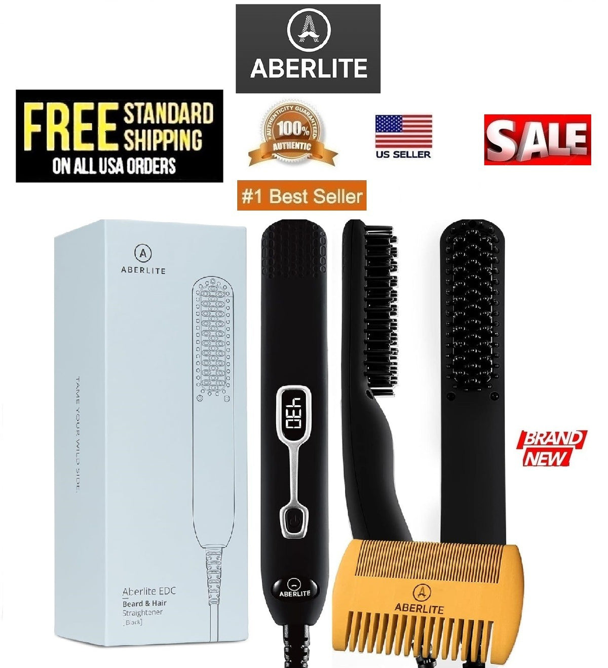 Heated Beard Straightening Brush for Men - Portable Ceramic Grooming Tool