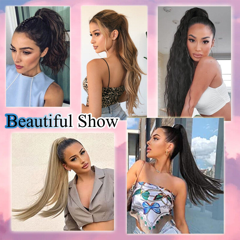 Extra Thick 12-Inch Clip-In Ponytail Hair Extension - Wavy & Straight Styles