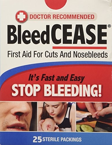 BleedCease First Aid Pack for Cuts and Nosebleeds - 25 Sterile Packings