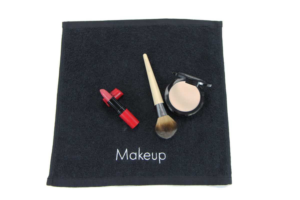 Black Cotton Makeup Removal Towels - 6 Pack, 13x13 Inch Washcloths