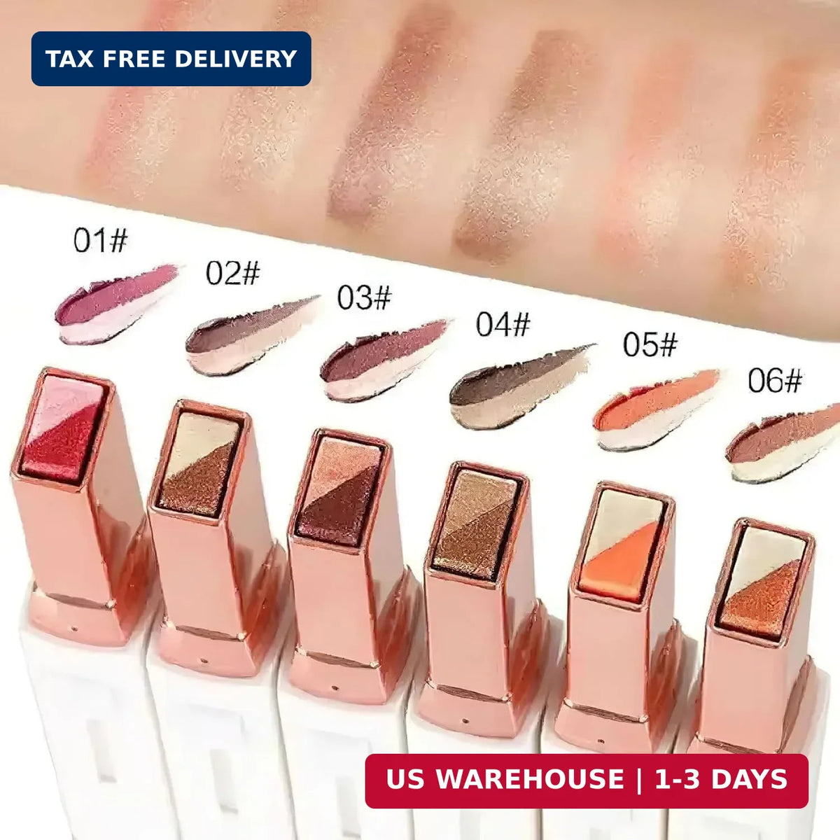 6 Color Eyeshadow Stick Set - Waterproof Gradient Glitter Makeup Pens
