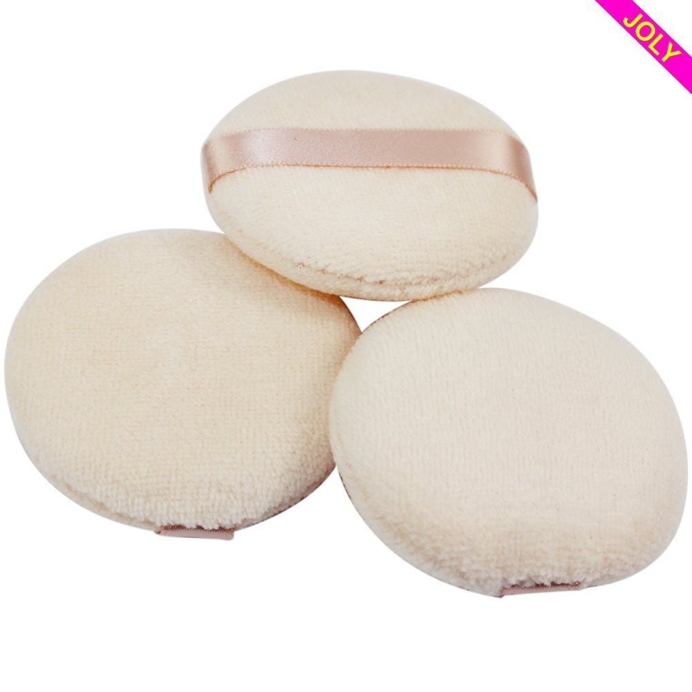 Makeup Powder Puff Set - 3 Cotton Velour Face Puffs for Face Powder