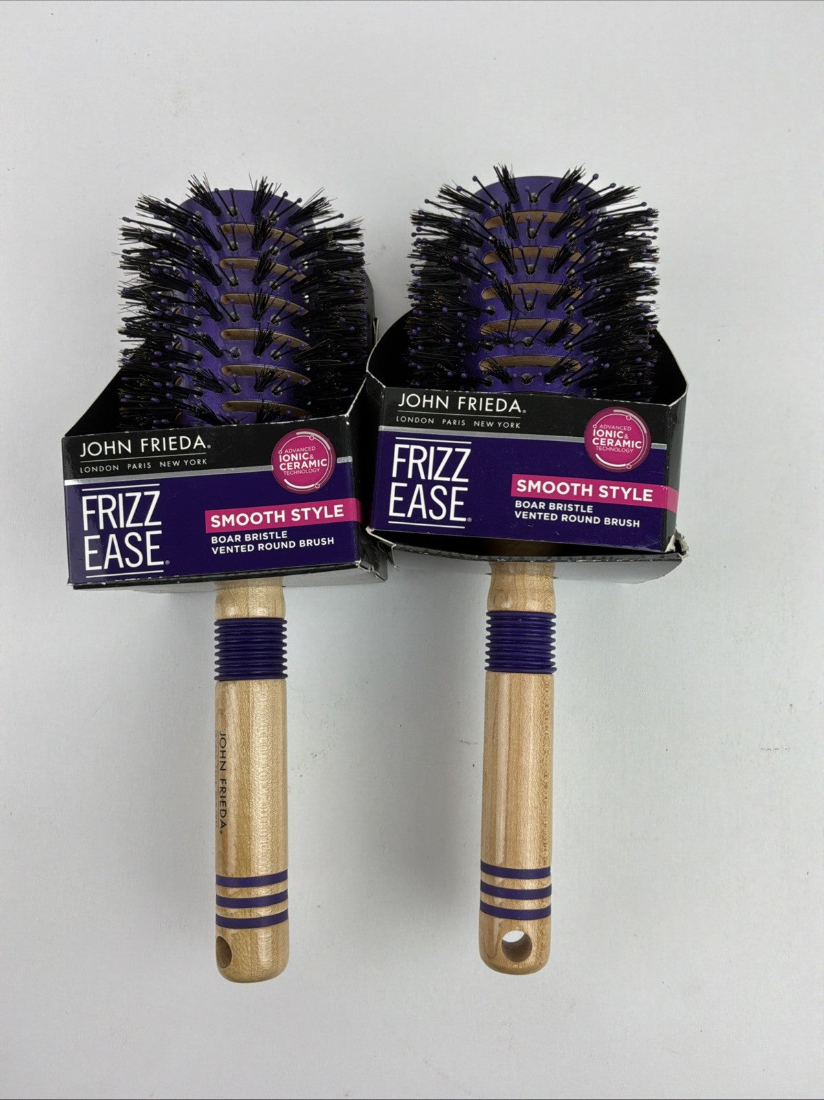 John Frieda Frizz Ease Round Boar Bristle Styling Brush - Vented, New