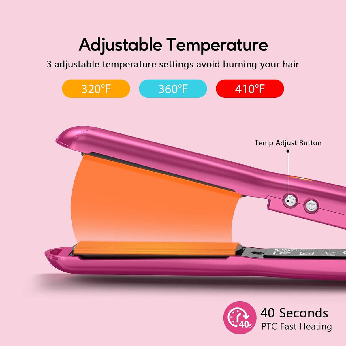 Mini Ceramic Flat Iron 1/2in Pink Travel Hair Straightener for Bangs & Short Hair