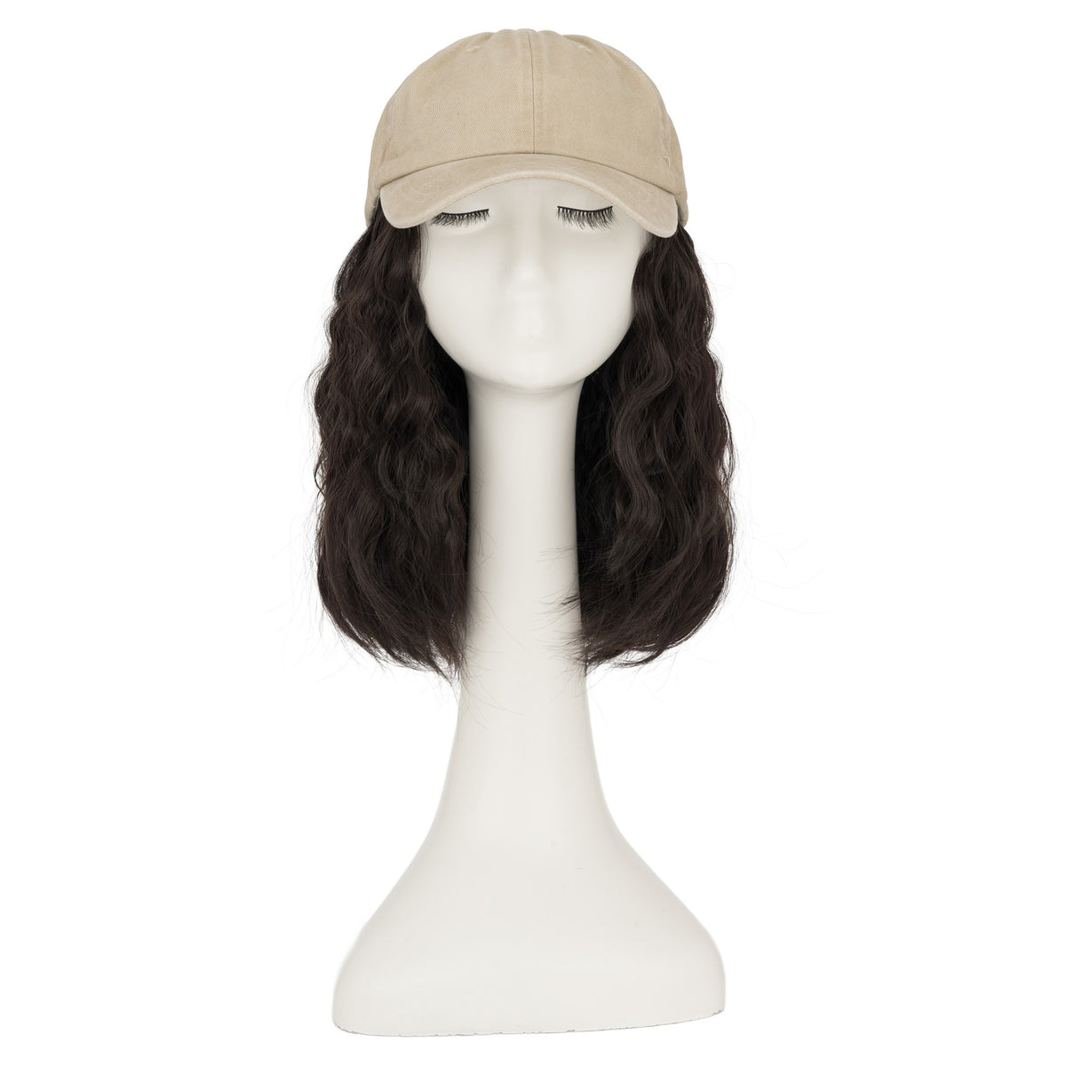 8-Inch Curly Baseball Cap with Synthetic Ponytail Hair Extensions - Natural Look