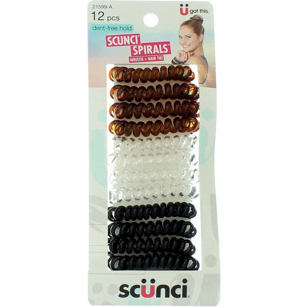 5 Pack Scunci Dent-Free Hold Hair Ties, 12 Ct