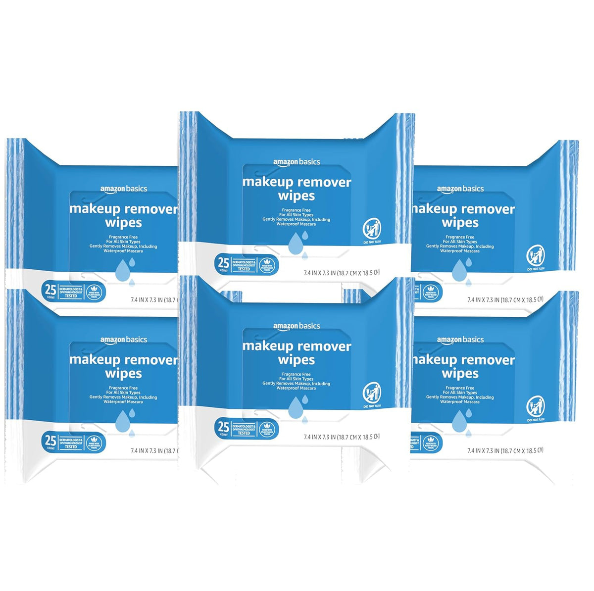 Fragrance Free Makeup Remover Wipes - Hypoallergenic & Moisturizing, Pack of 6, 150 Count
