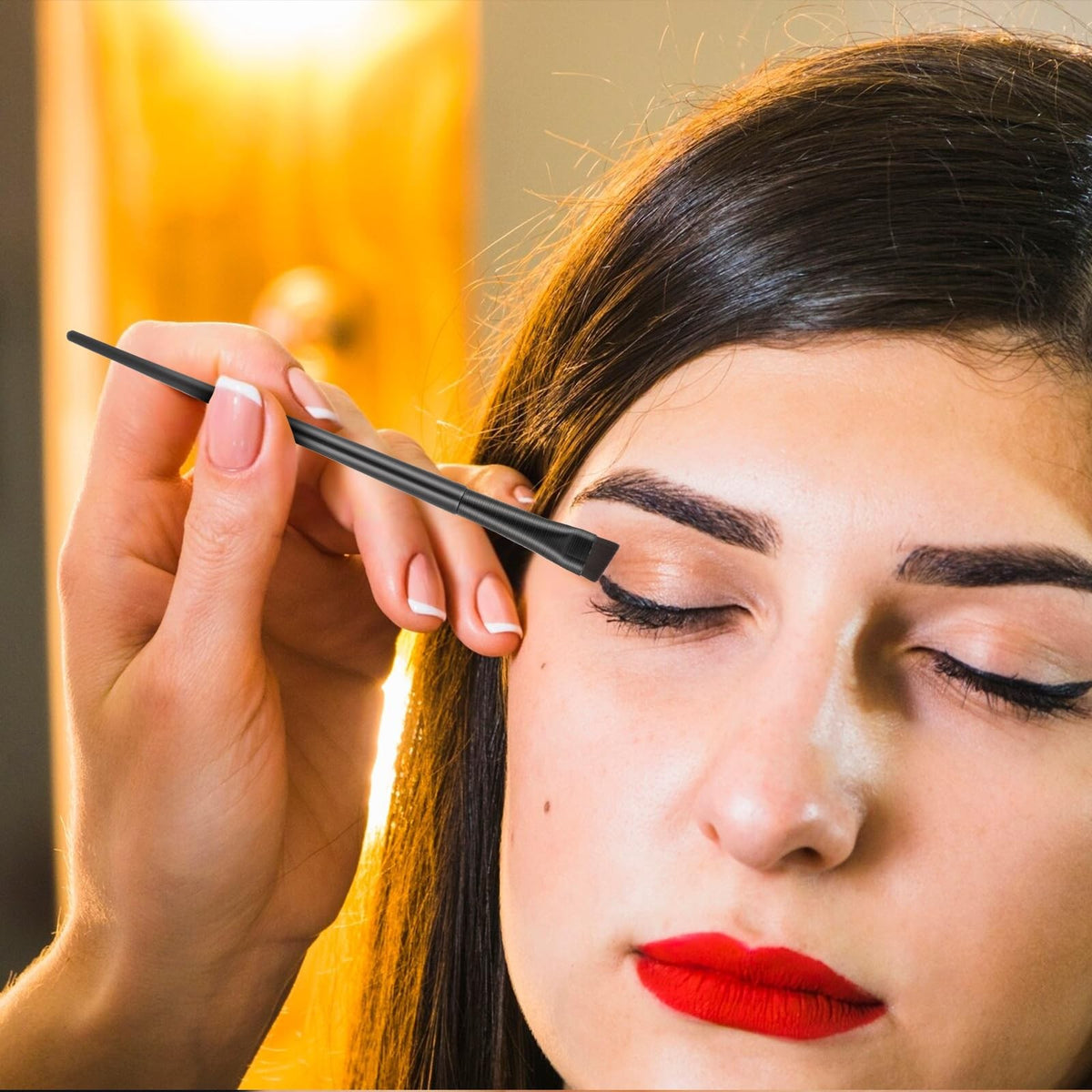 Angled Eyeliner & Brow Brush Set - Precise Makeup Tools for Eyes & Brows