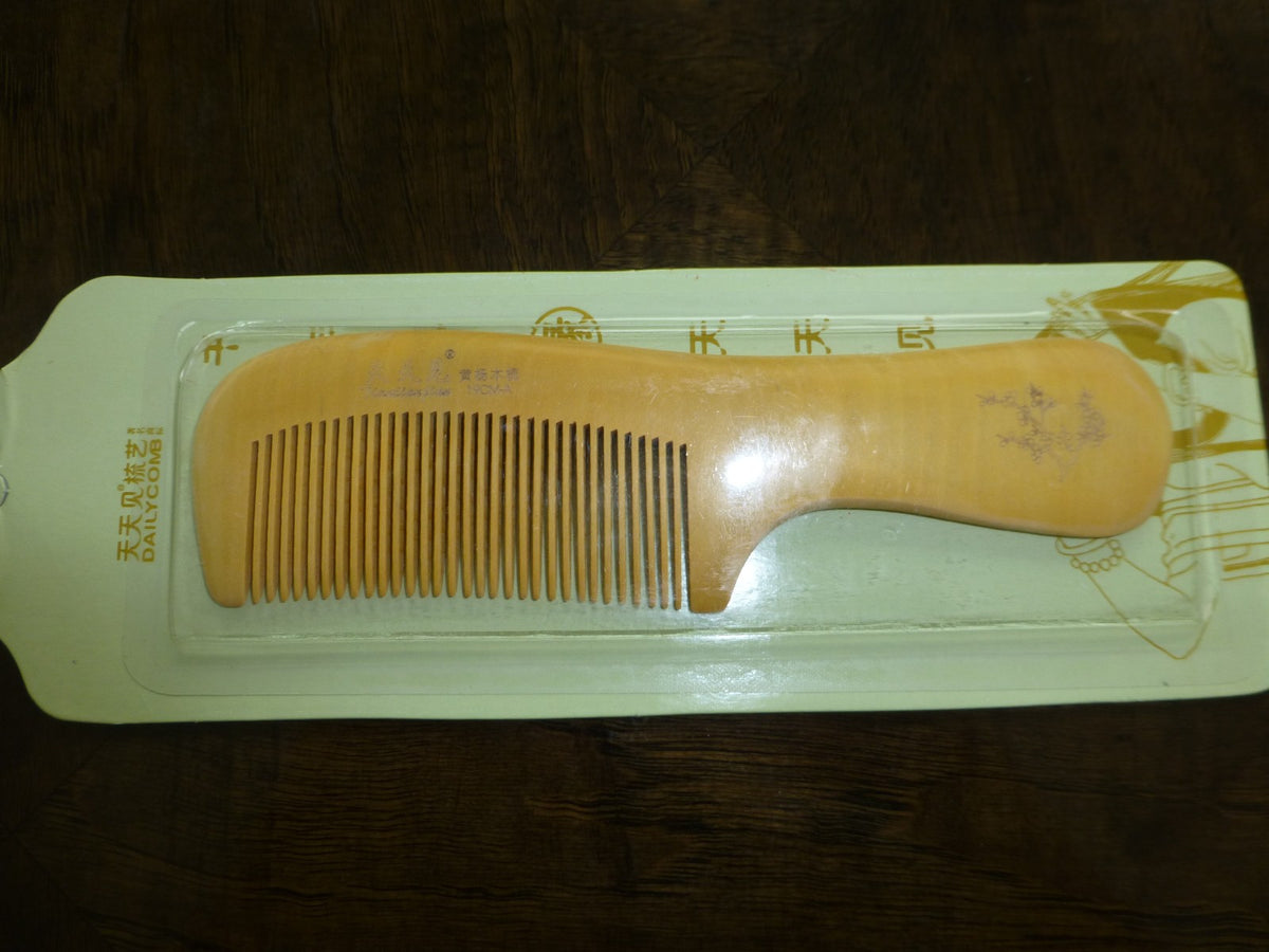 Natural Hand-Made Boxwood Hair Comb - Vintage Wooden Scalp Massager