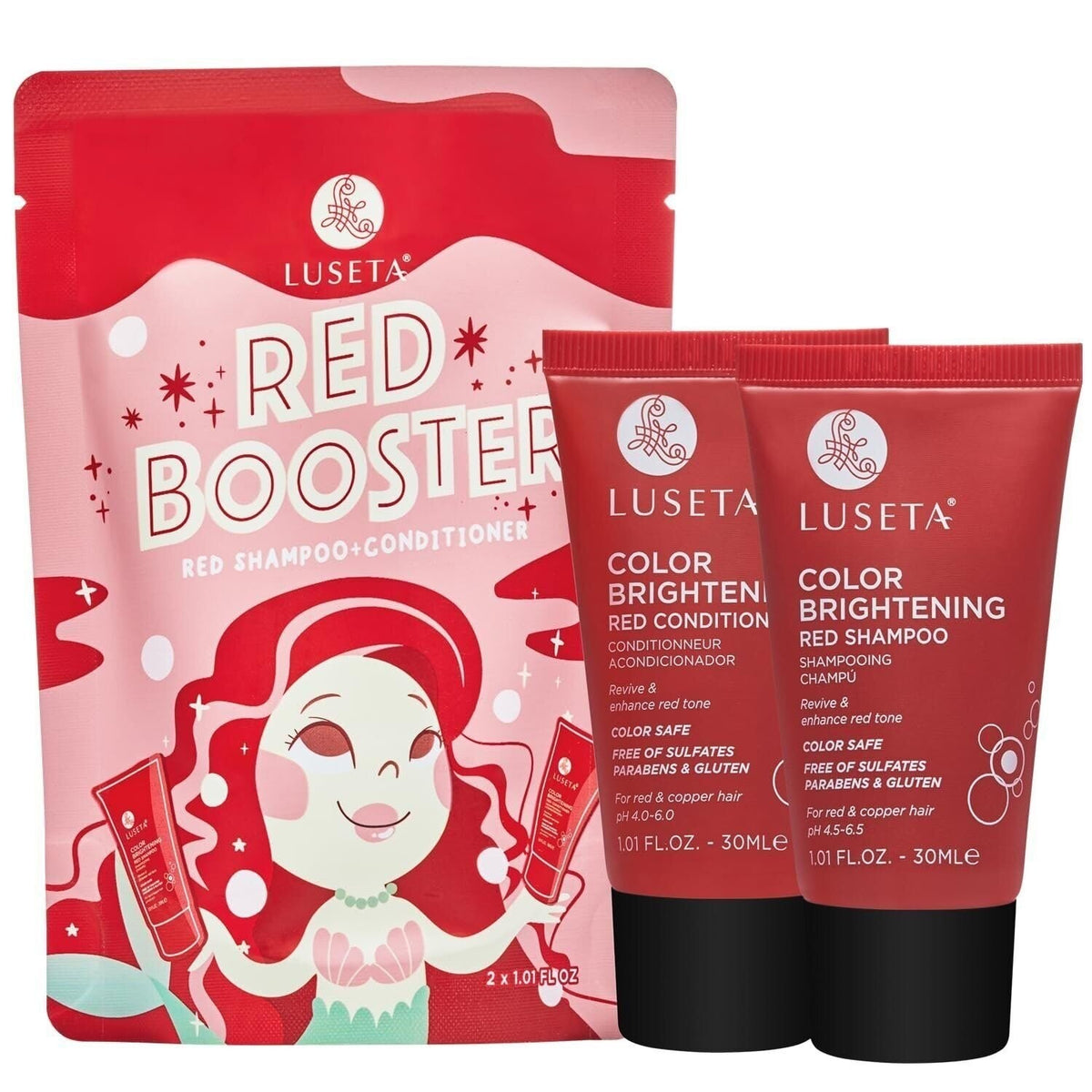 Red Color Depositing Shampoo and Conditioner Set, Sulfate-Free - 2x1.01oz