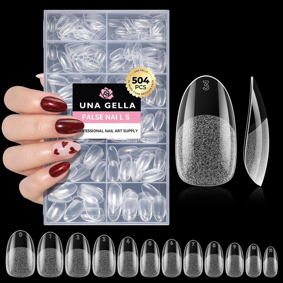 Oval Gel Nail Tips Set 504 Pcs Pre-Shaped Fake Nails for Manicure