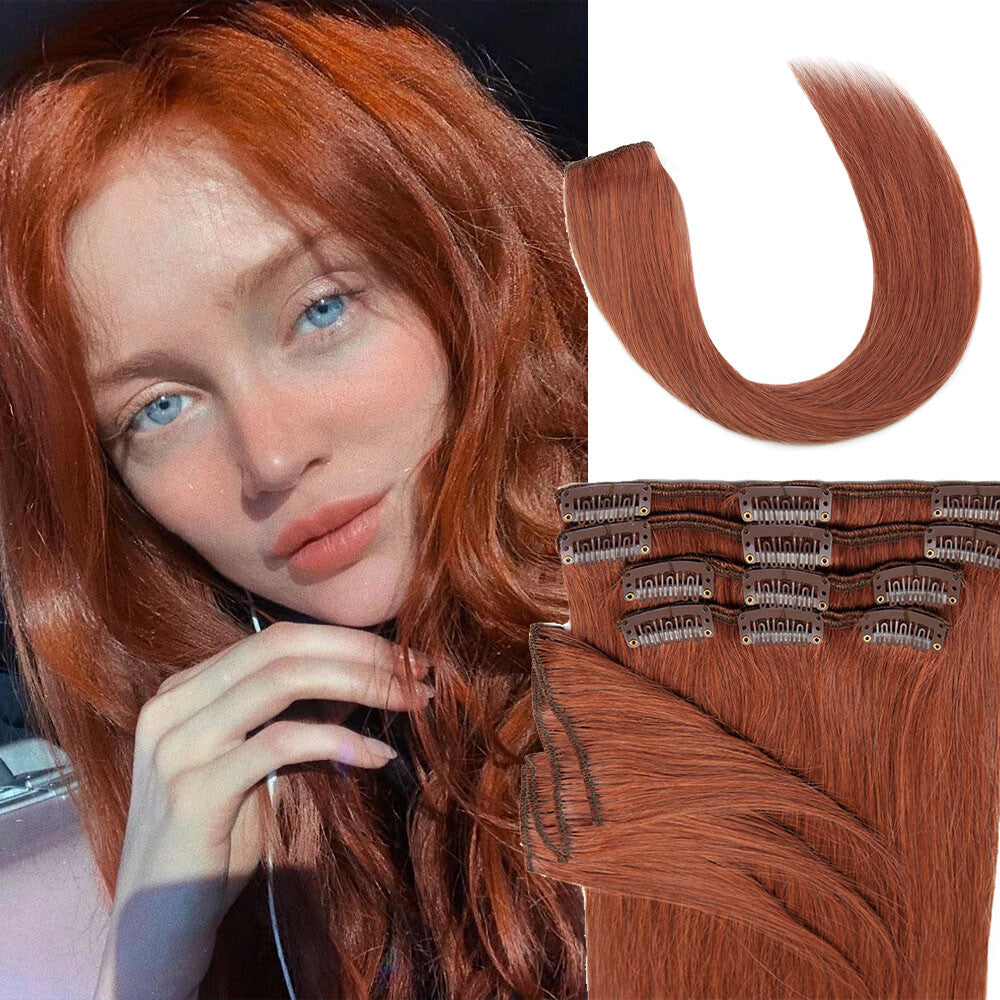 Remy Clip-In Hair Extensions - Full Head 8 Pieces Human Hair, 8-24 Inches