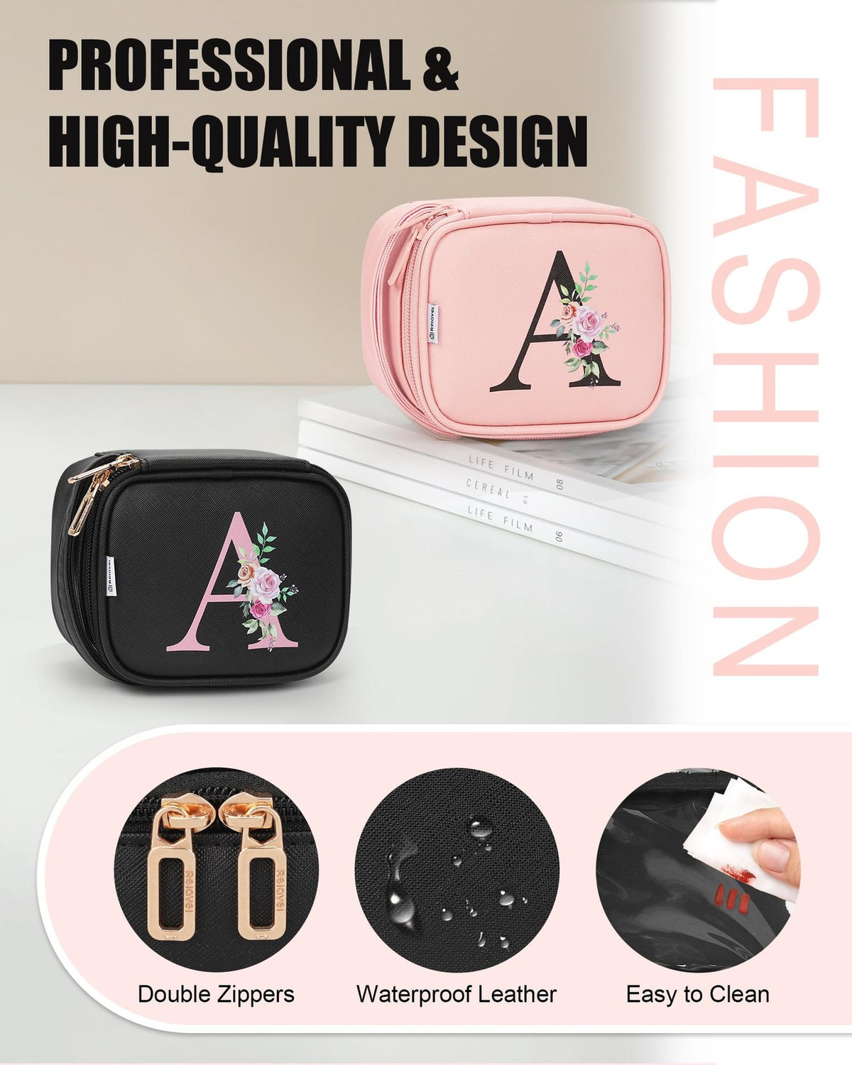 Mini Makeup Bag with LED Mirror - Water-Resistant Travel Cosmetic Organizer for Women and Girls