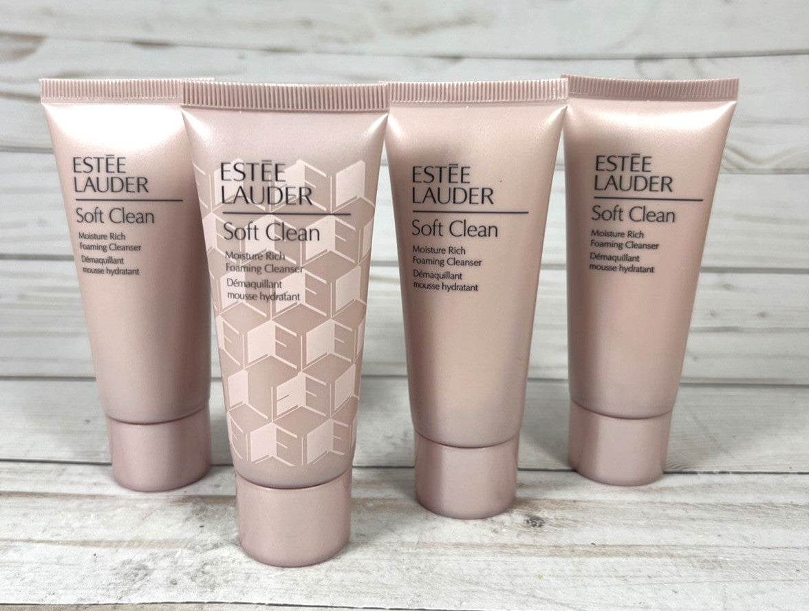 Estee Lauder Soft Clean Multi-Action Foaming Facial Cleanser 4 Pack 1oz Travel Size
