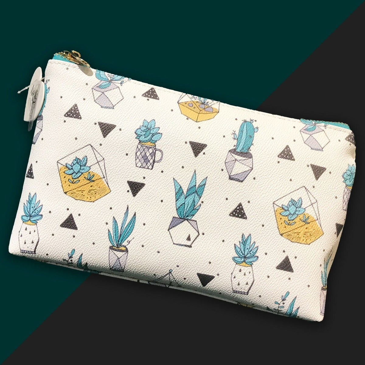 Travel Cosmetic Bag with Succulent and Geometric Designs - Multiple Sizes & Styles