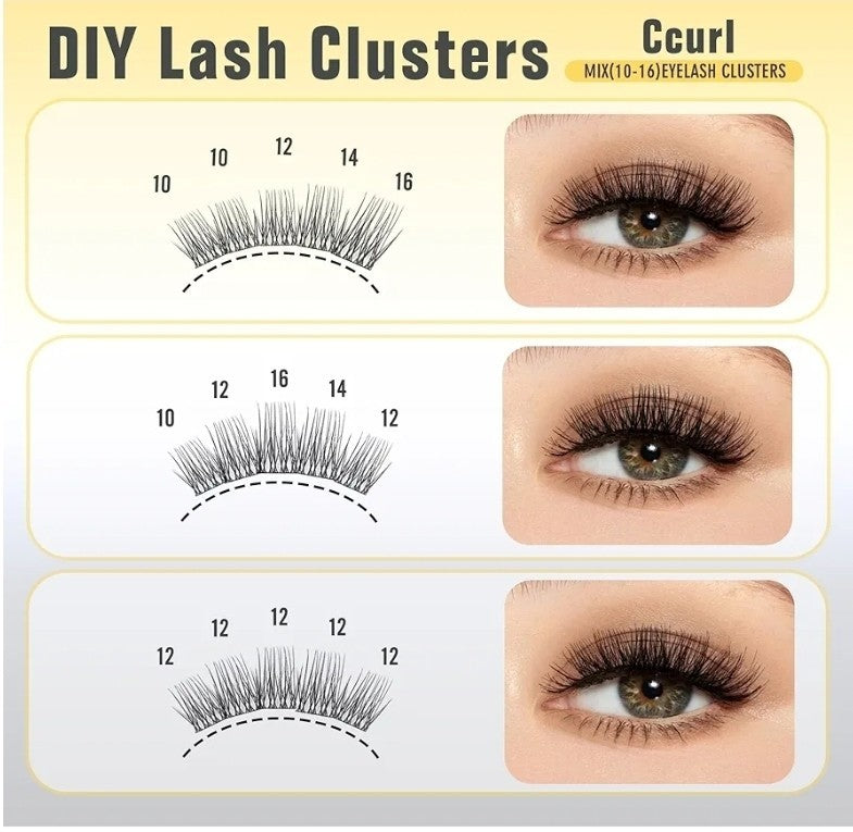 DIY Eyelash Extension Clusters - 72pcs Soft Lash Fans, 10-16mm Mix