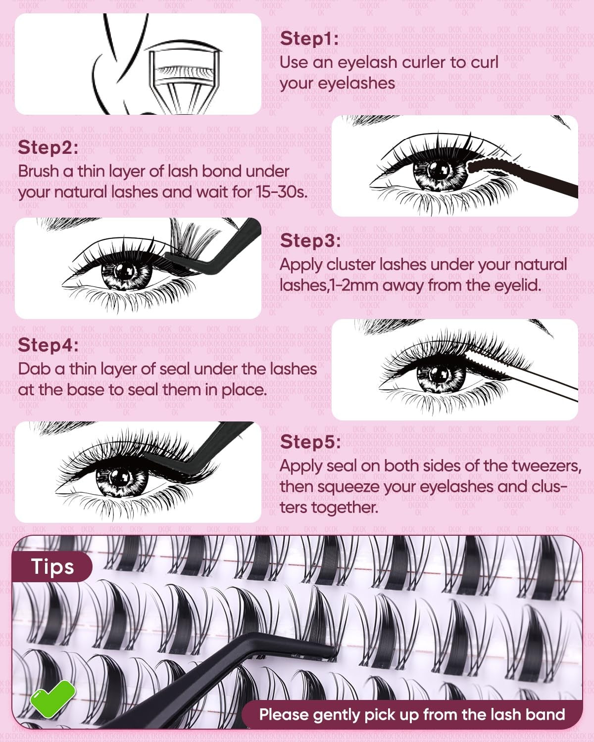 OKAYLOVE Brown Lash Clusters - Natural Look Clear Band 120 Pack