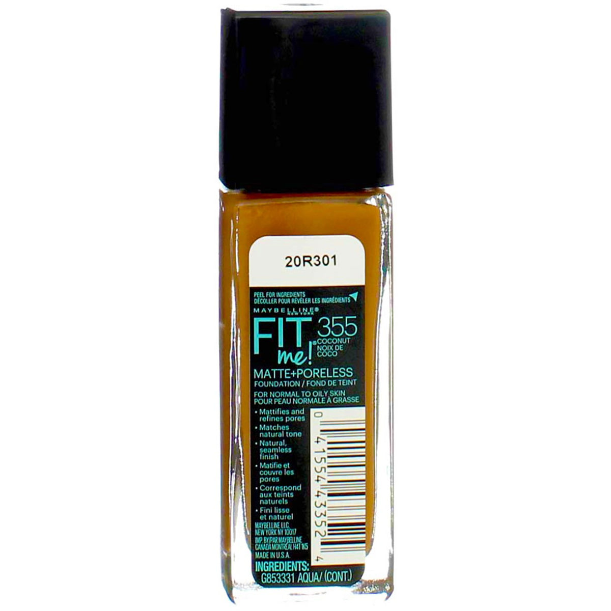 Maybelline Fit Me Matte Poreless Liquid Foundation Coconut 355, Medium Coverage