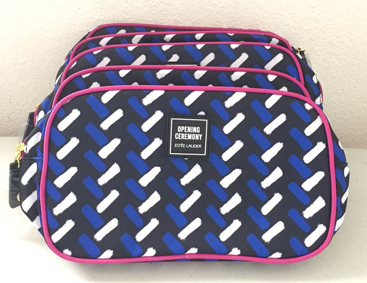 Makeup/Cosmetic Zipper Bag - Royal Blue, Black, White, Fuchsia Trim