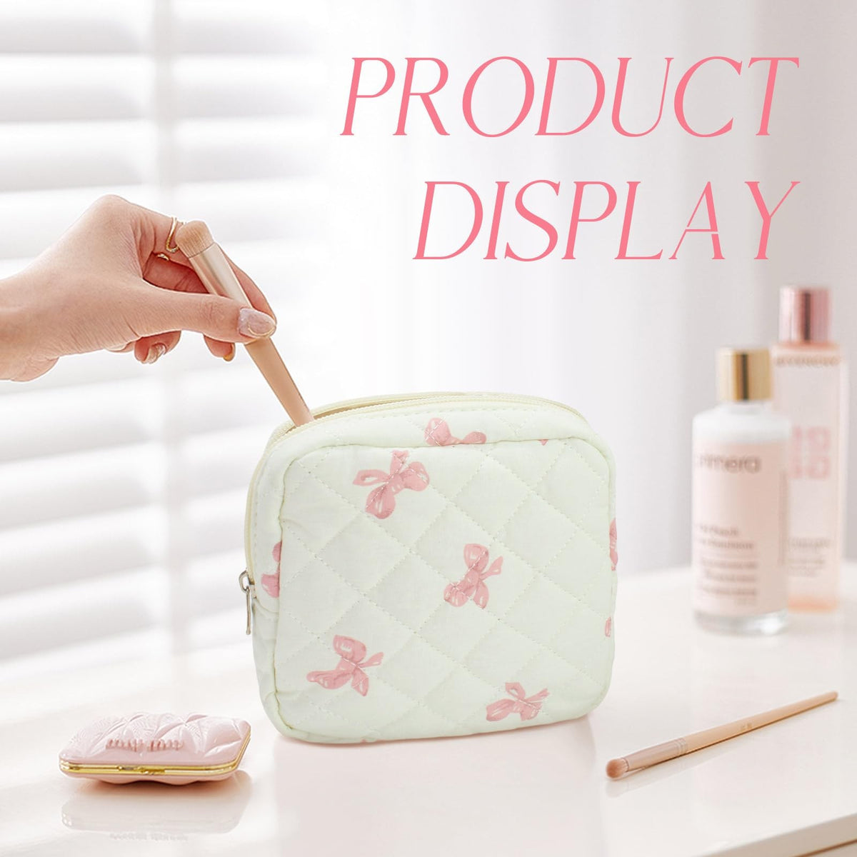 Mini Makeup Bag for Purse - Small Cosmetic Organizer in Pink