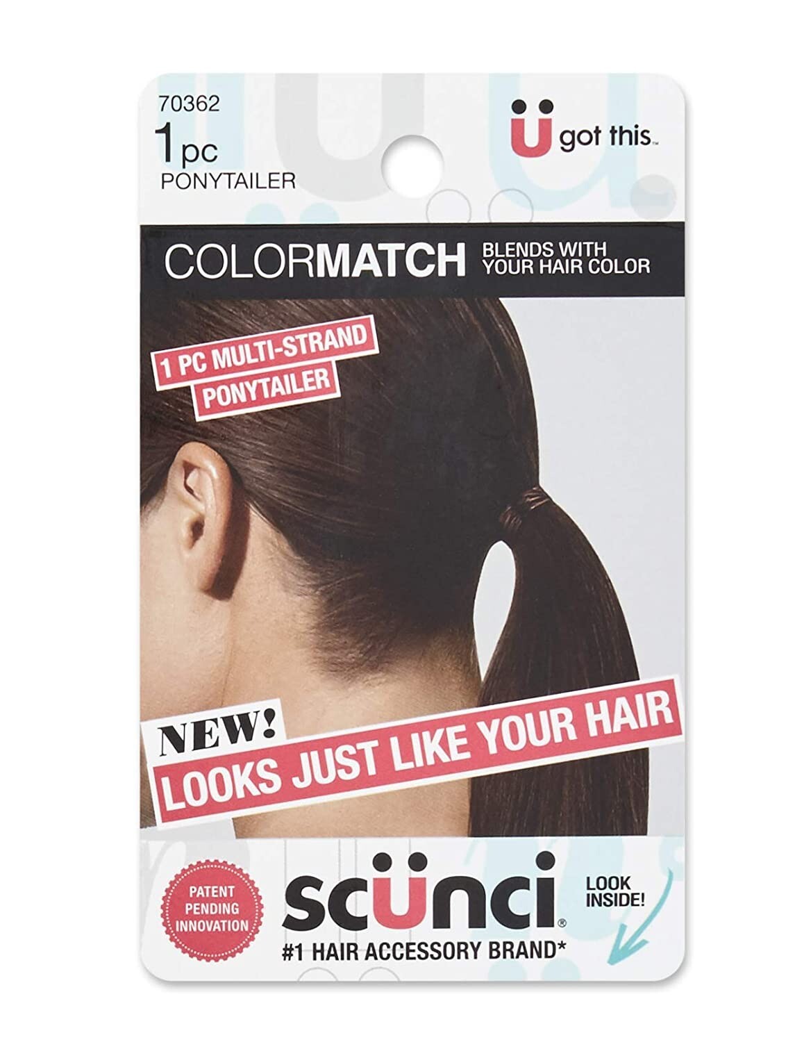 Lot of 2 Scunci Color Match Multi-Strand Spandex Ponytailer For Brown