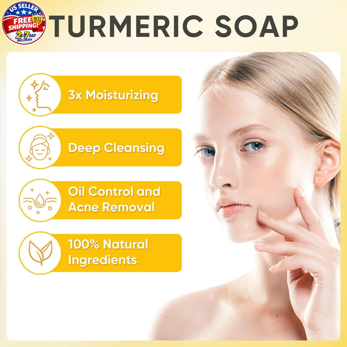 Turmeric Kojic Acid Soap Bar 80g – 5 Pack for Dark Spots Face & Body