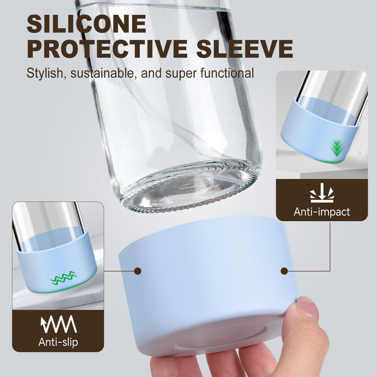 Reusable Glass Spray Bottles with Silicone Covers - Fillable and Leakproof