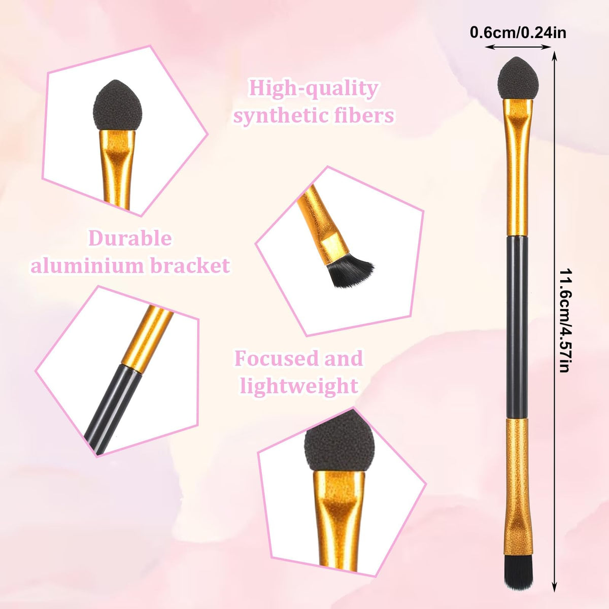 24PCS Double-Ended Eyeshadow Brush Set with Sponge & Concealer Applicator