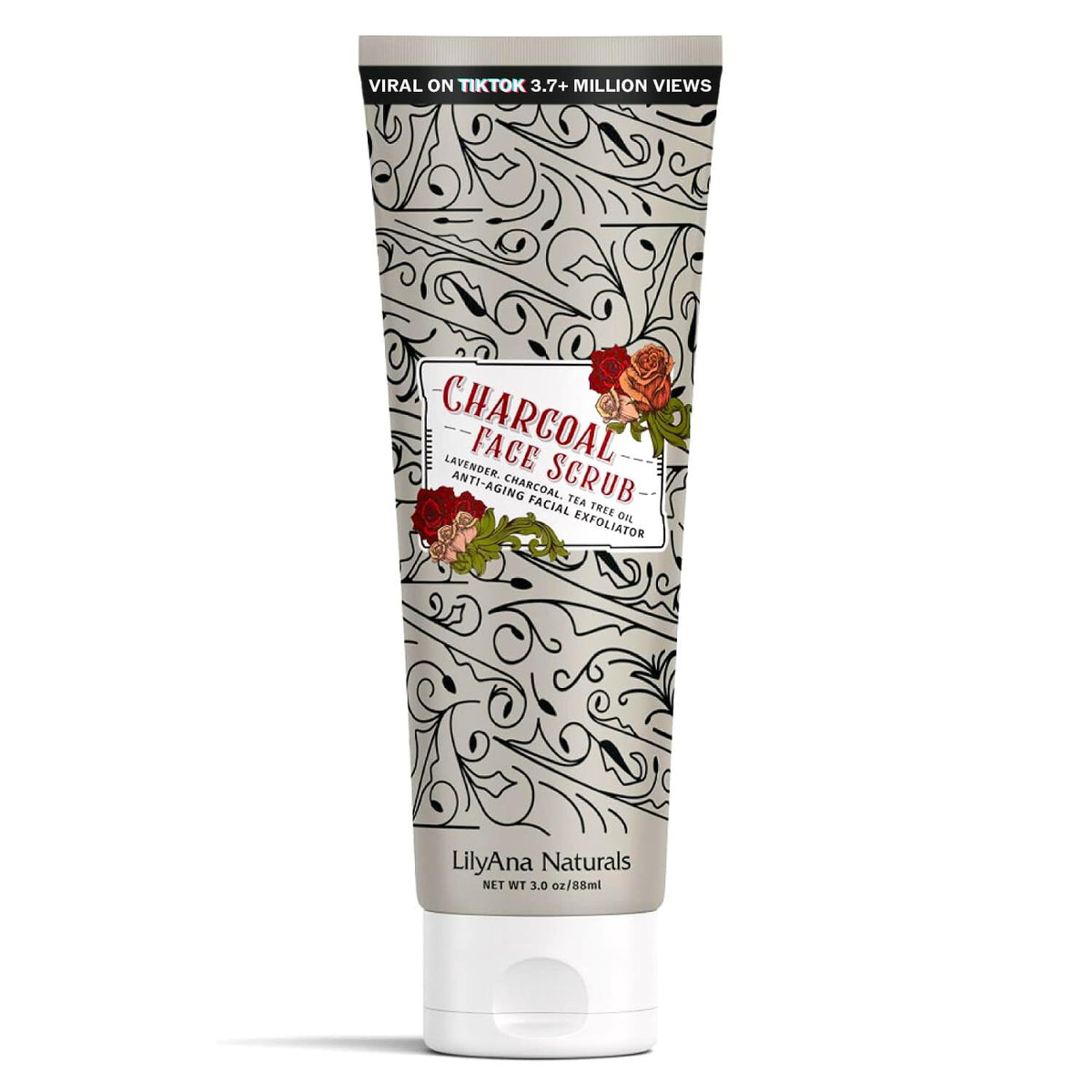 Charcoal Face Scrub for Oily Skin & Breakout Control - 3 oz