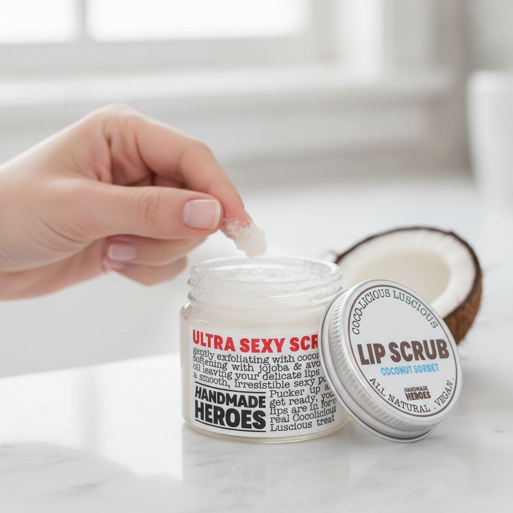 Natural Coconut Sorbet Lip Scrub - Exfoliator for Soft, Smooth Lips 1oz