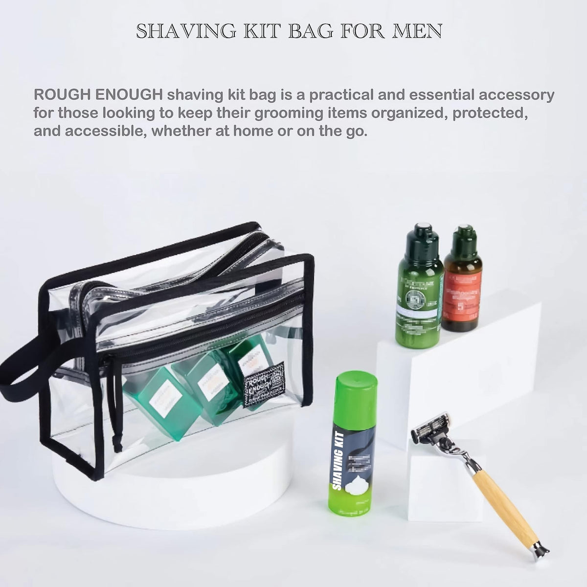 Clear Waterproof Toiletry Bag for Travel Cosmetics & Grooming - 8.5x3.5x5.5 Inches