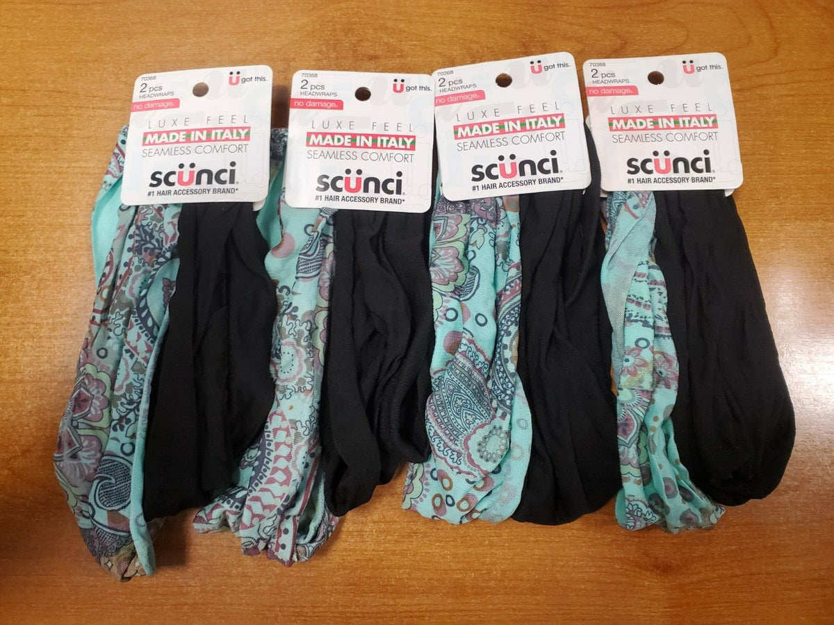 Pack of 4 Seamless Comfort Headbands - Black & Blue, Soft Fabric