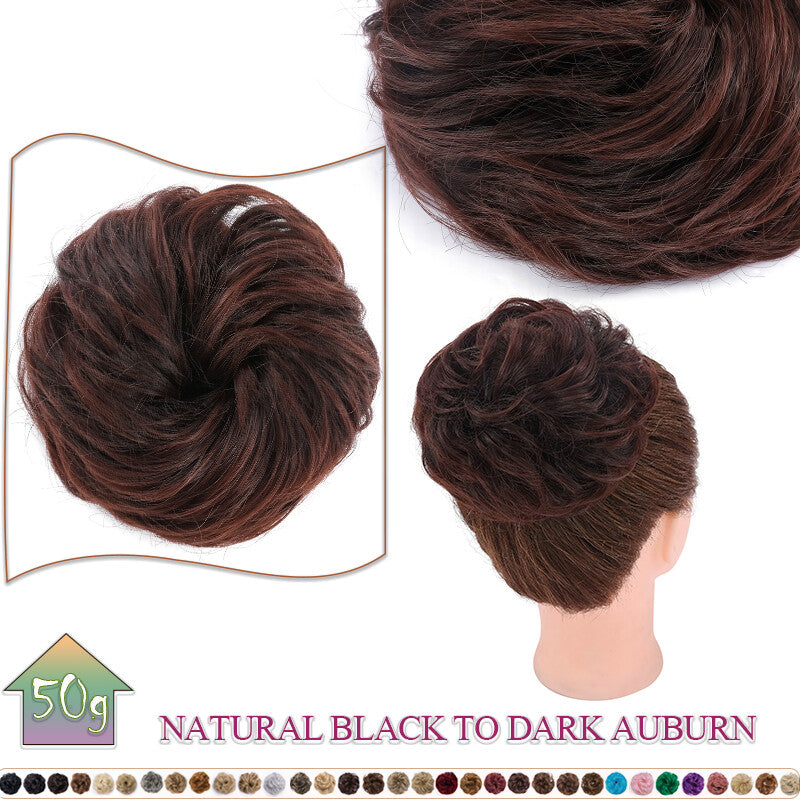Curly Messy Bun Hair Extension Scrunchie Natural Updo Thick Human Hair