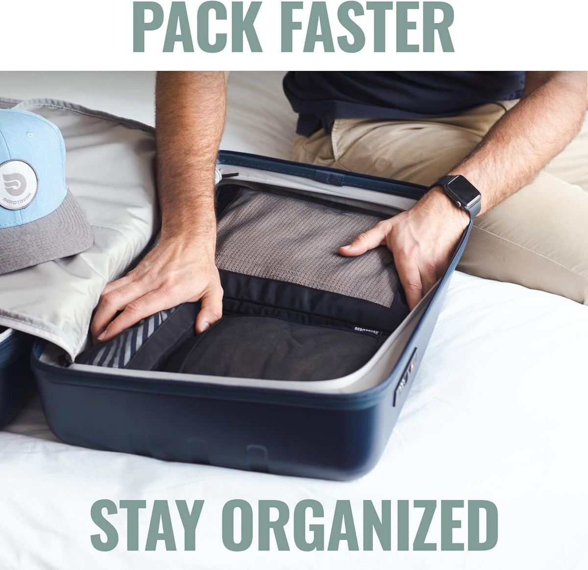 Travel Compression Packing Cubes 4-Pack - Luggage Organizer Bags in Purple