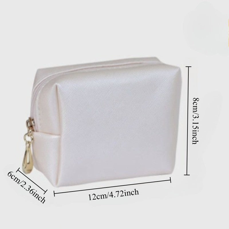 Small Satin Makeup Bag with Gold Zipper - Lipstick & Skincare Storage