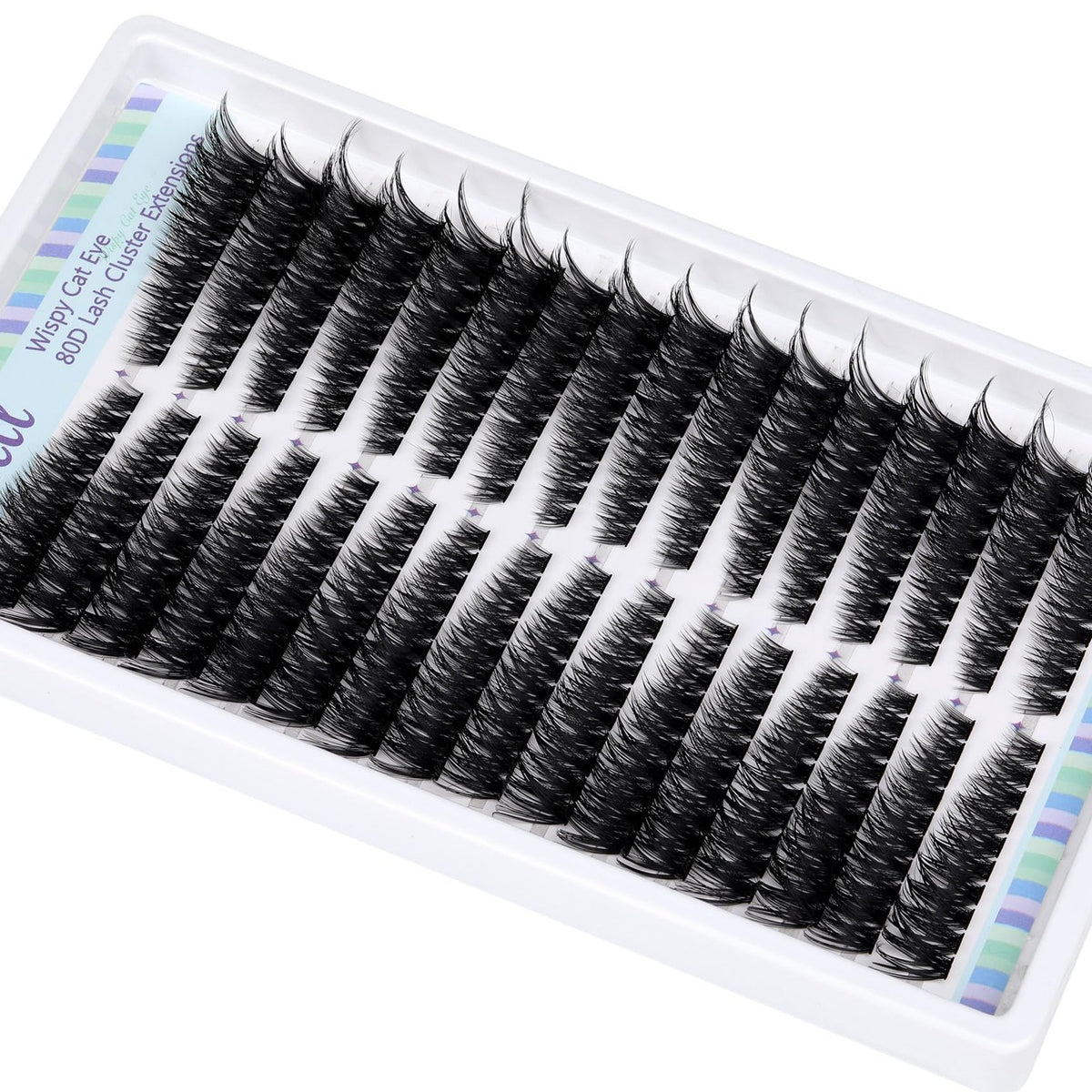 Individual Lash Clusters 320 Pcs Black Cat Eye Style Eyelash Extensions