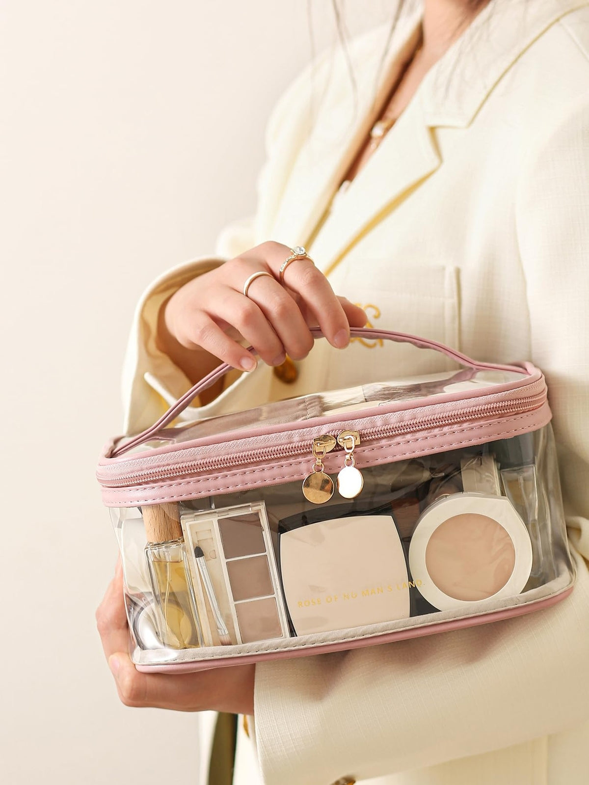 Large Clear Travel Cosmetic Bag Waterproof Makeup Organizer with Handle