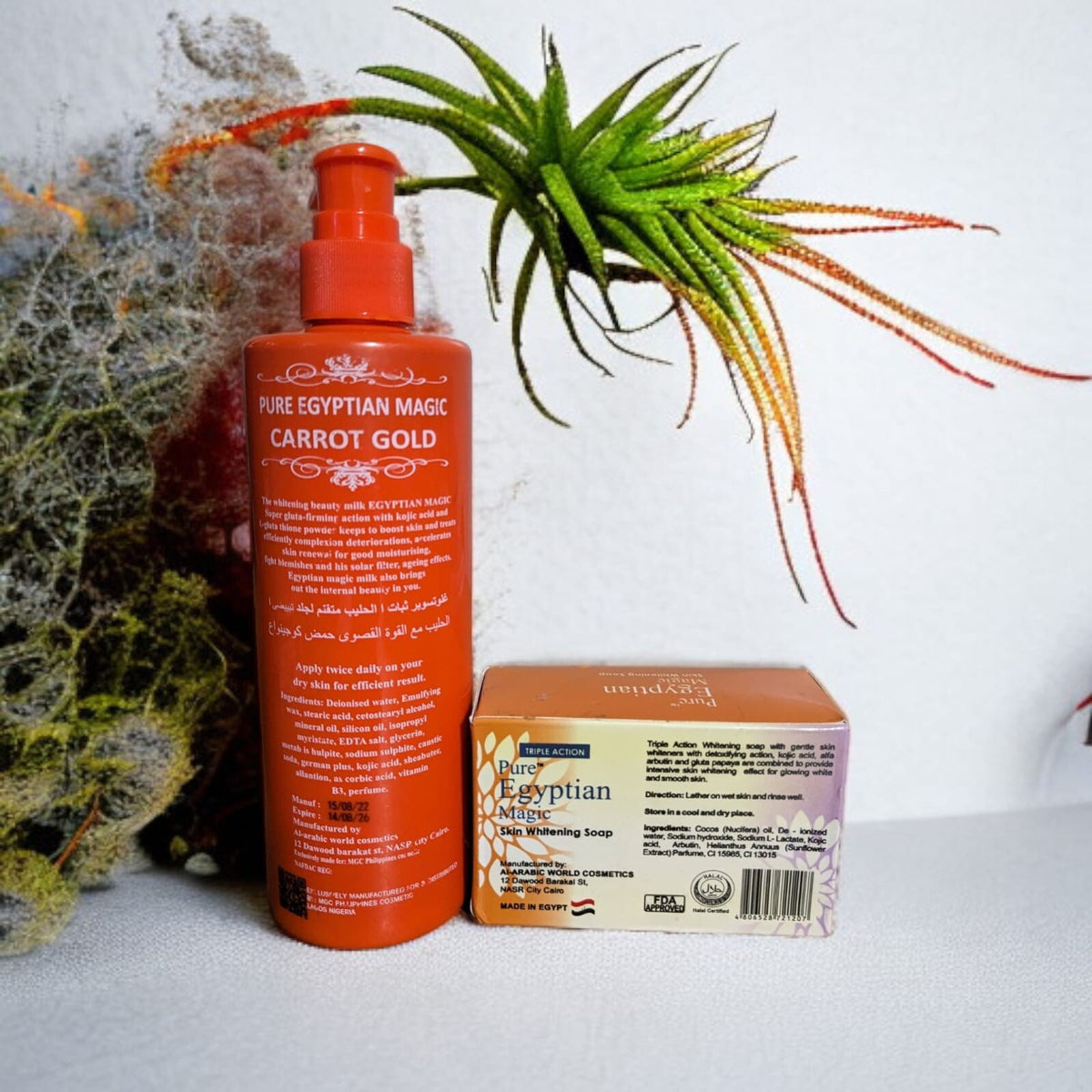 Egyptian Carrot Gold Lotion & Arbutin Soap Set - Moisturizing & Blemish Care