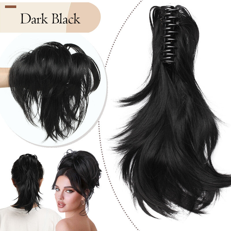 Clip-In Ponytail Hair Extension with Bendable Claw for Short Hair - Curly & Straight Styles