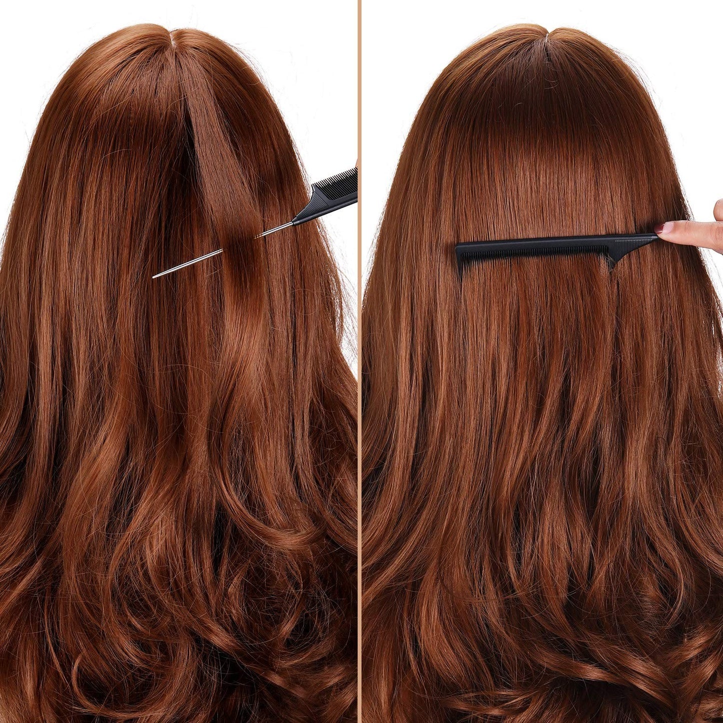 Steel Tail Comb for Hair Styling & Parting - Heat-Resistant, Anti-Static, 2-Pack