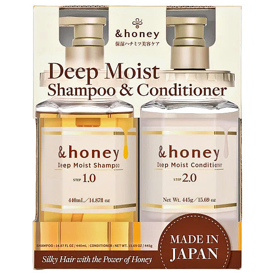 Deep Moist Shampoo & Conditioner Set with Manuka Honey for Damaged Hair - 440ML + 445G