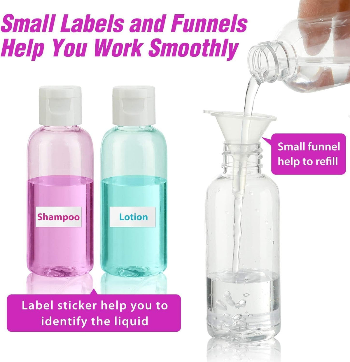 30 Pack 2 oz Clear Plastic Travel Bottles with Flip Cap - Leakproof, Refillable