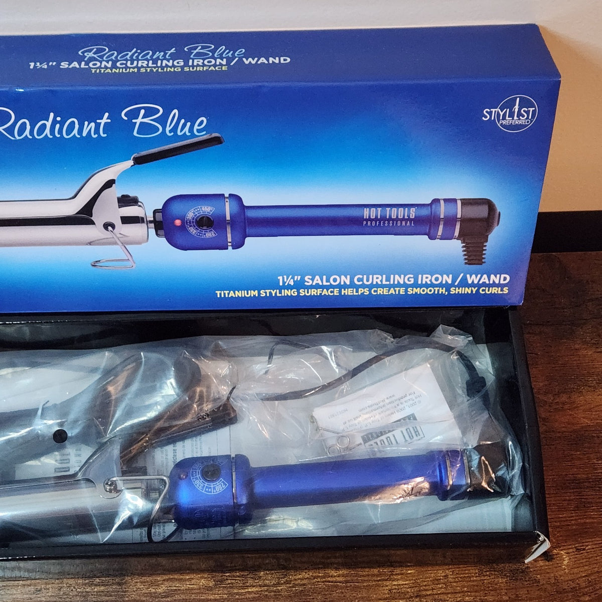 Professional Titanium Curling Iron 1-1/4 Inch Blue Hair Styling Tool