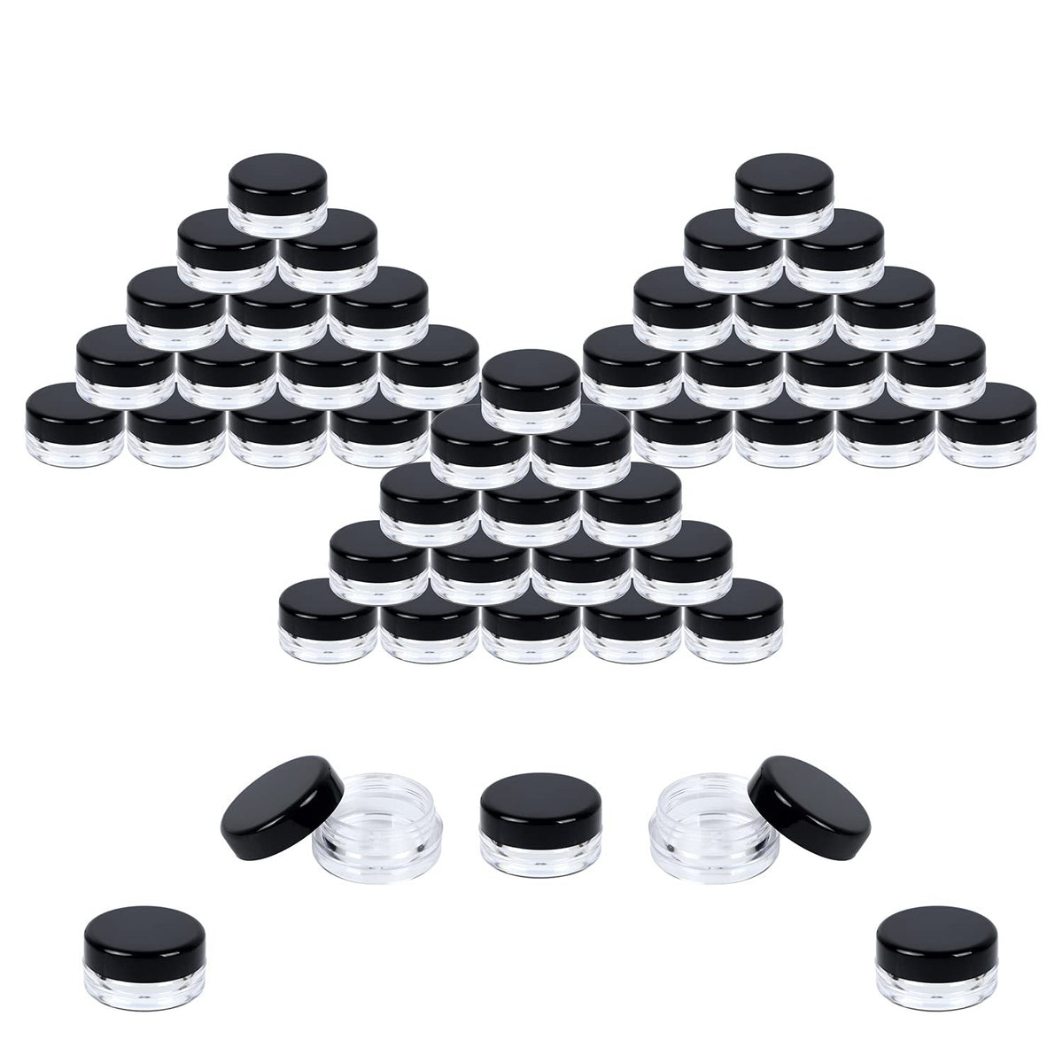 Mini Sample Containers with Lids - 3g Acrylic Jars 50 Pack for Cosmetics & Storage