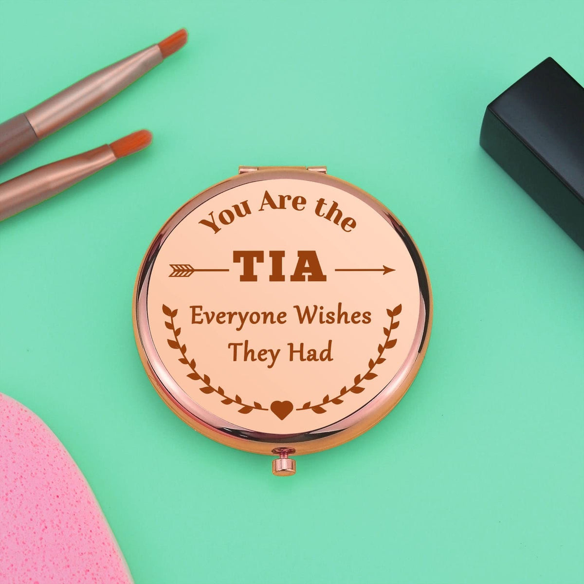 Compact Makeup Mirror for Women - Foldable Rose Gold Tia Gift from Niece
